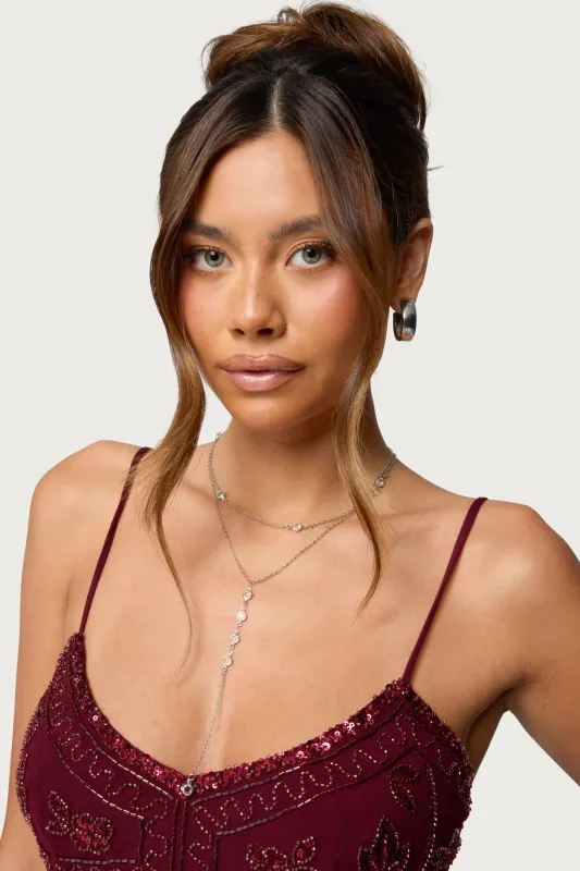 Stone Layered Cascading Necklace sold by Edikted