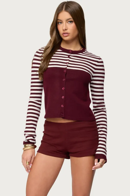 Goni Stripey Knit Cardigan sold by Edikted