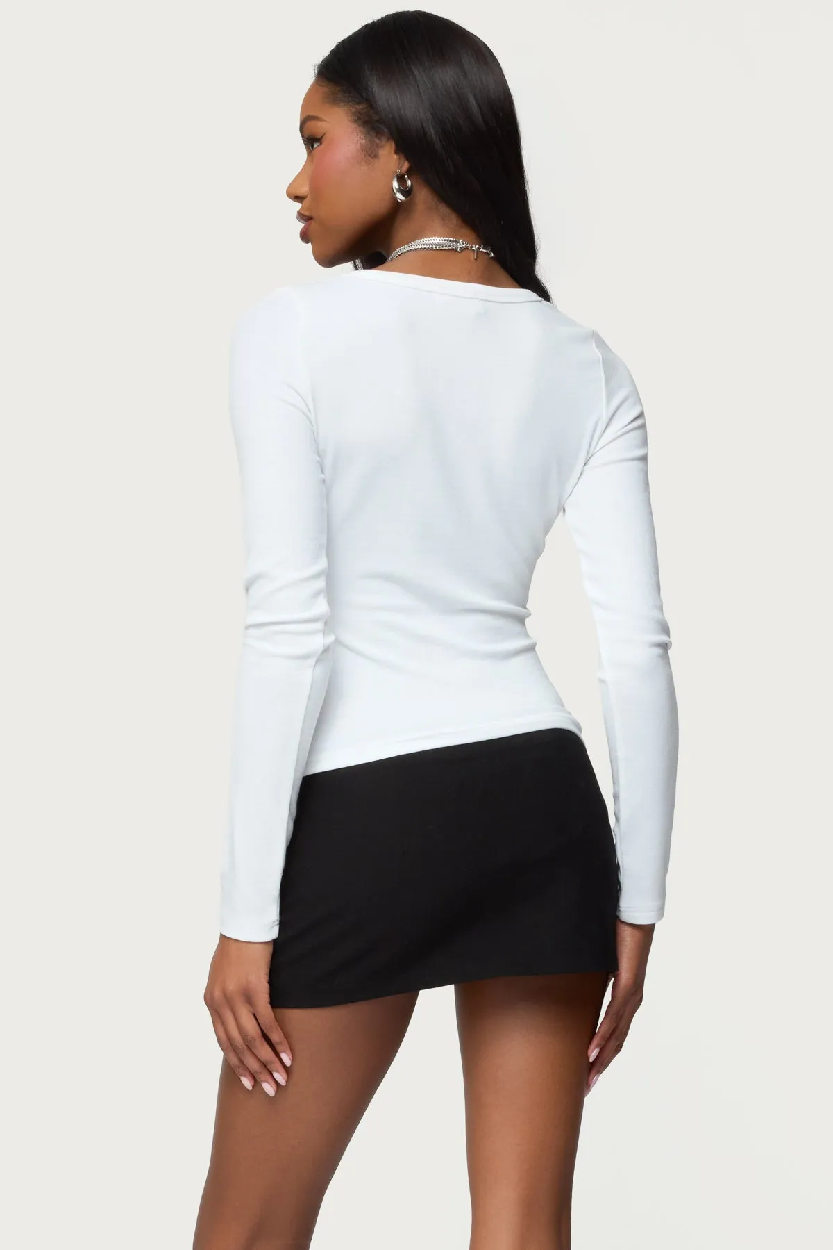 Doron V Neck Long Sleeve Top sold by Edikted product image thumbnail 4
