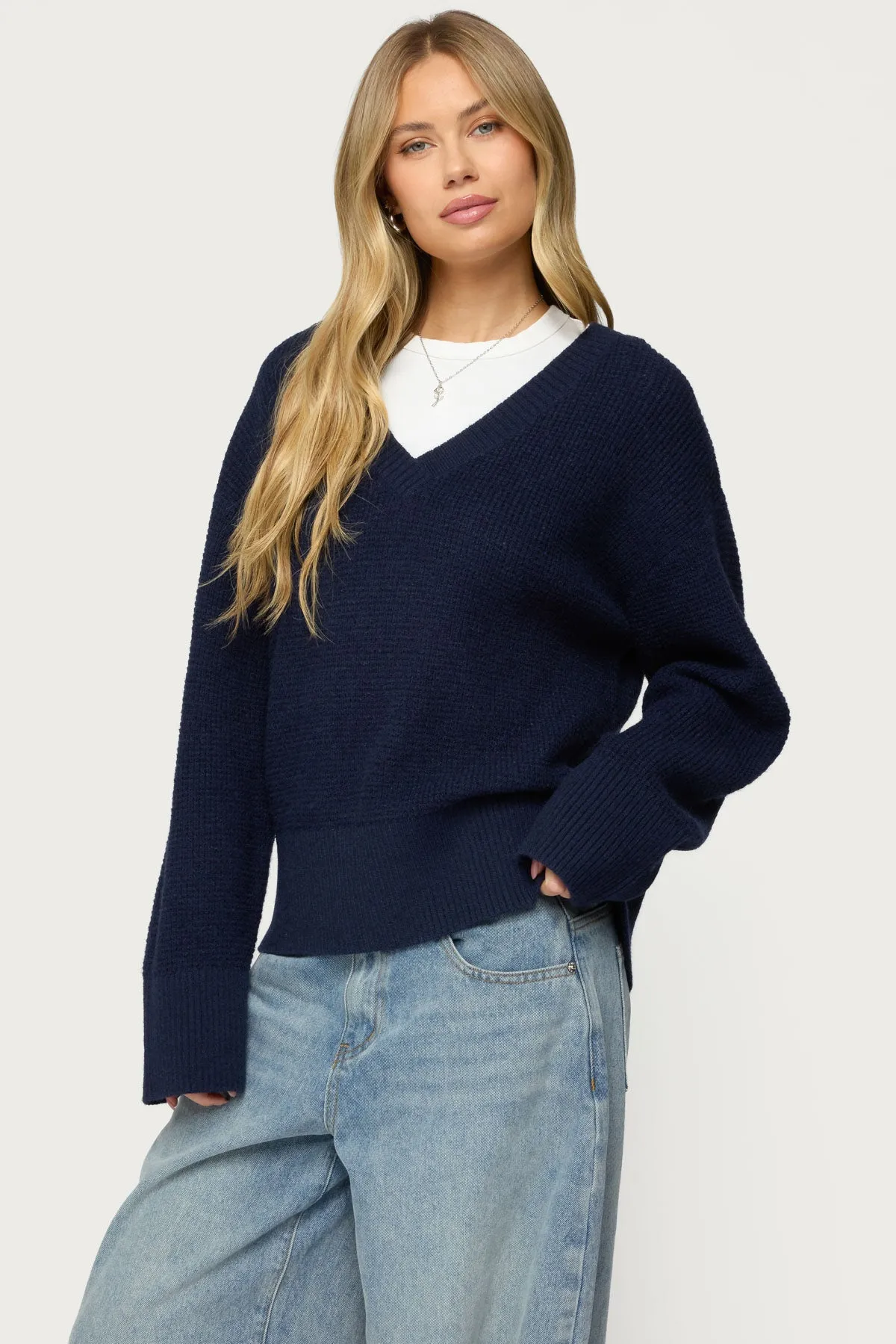 Bluebell Oversized Waffle Knit Sweater sold by Edikted product image thumbnail 3
