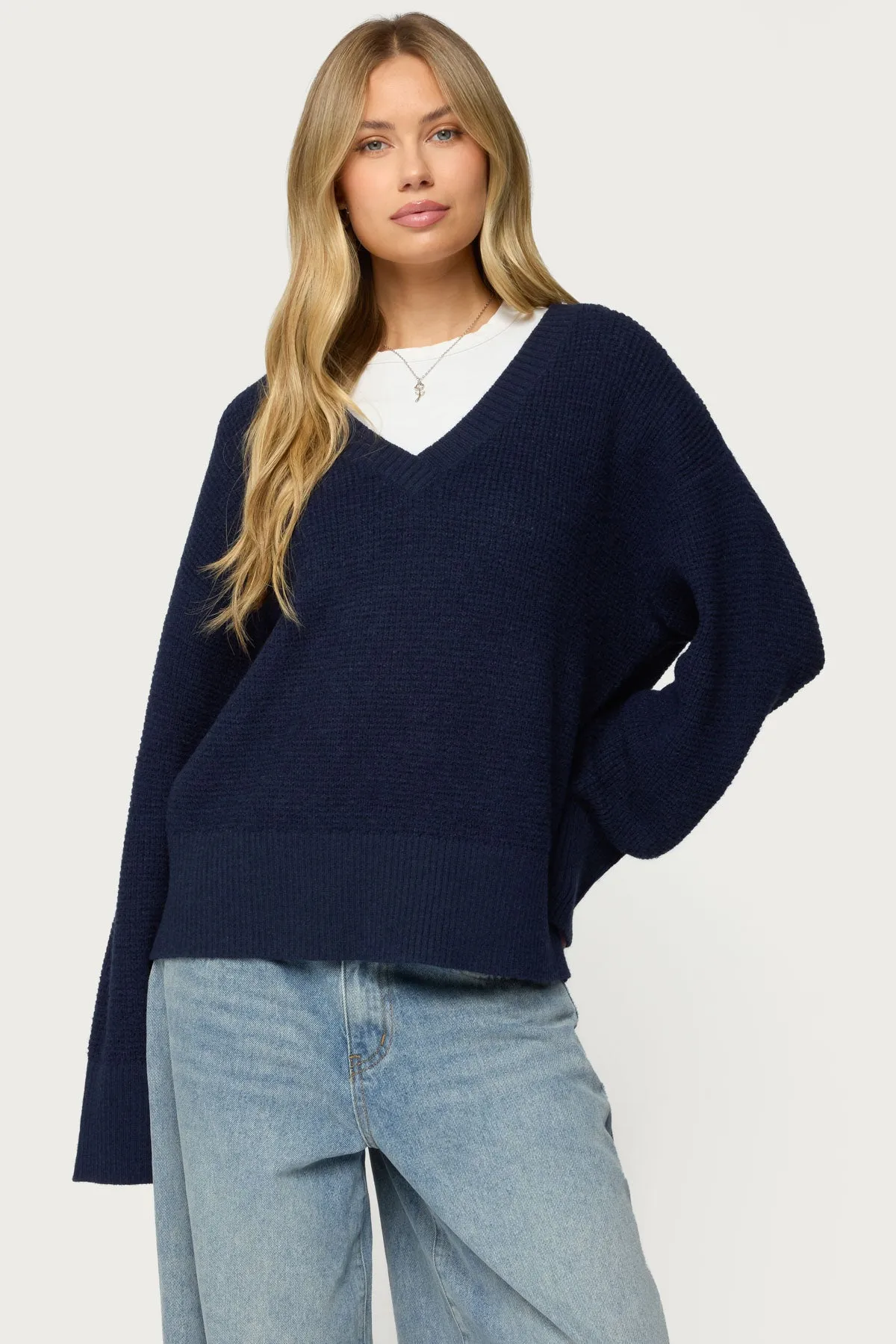 Bluebell Oversized Waffle Knit Sweater sold by Edikted