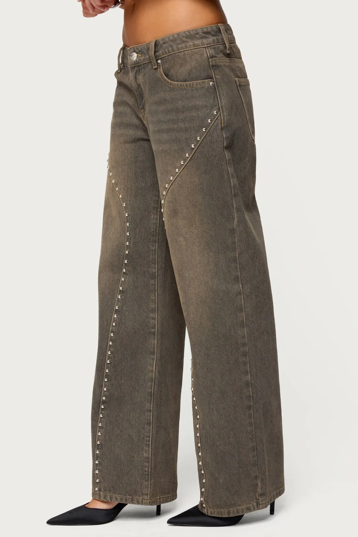 Charliza Stud Low Rise Baggy Jeans sold by Edikted product image thumbnail 4