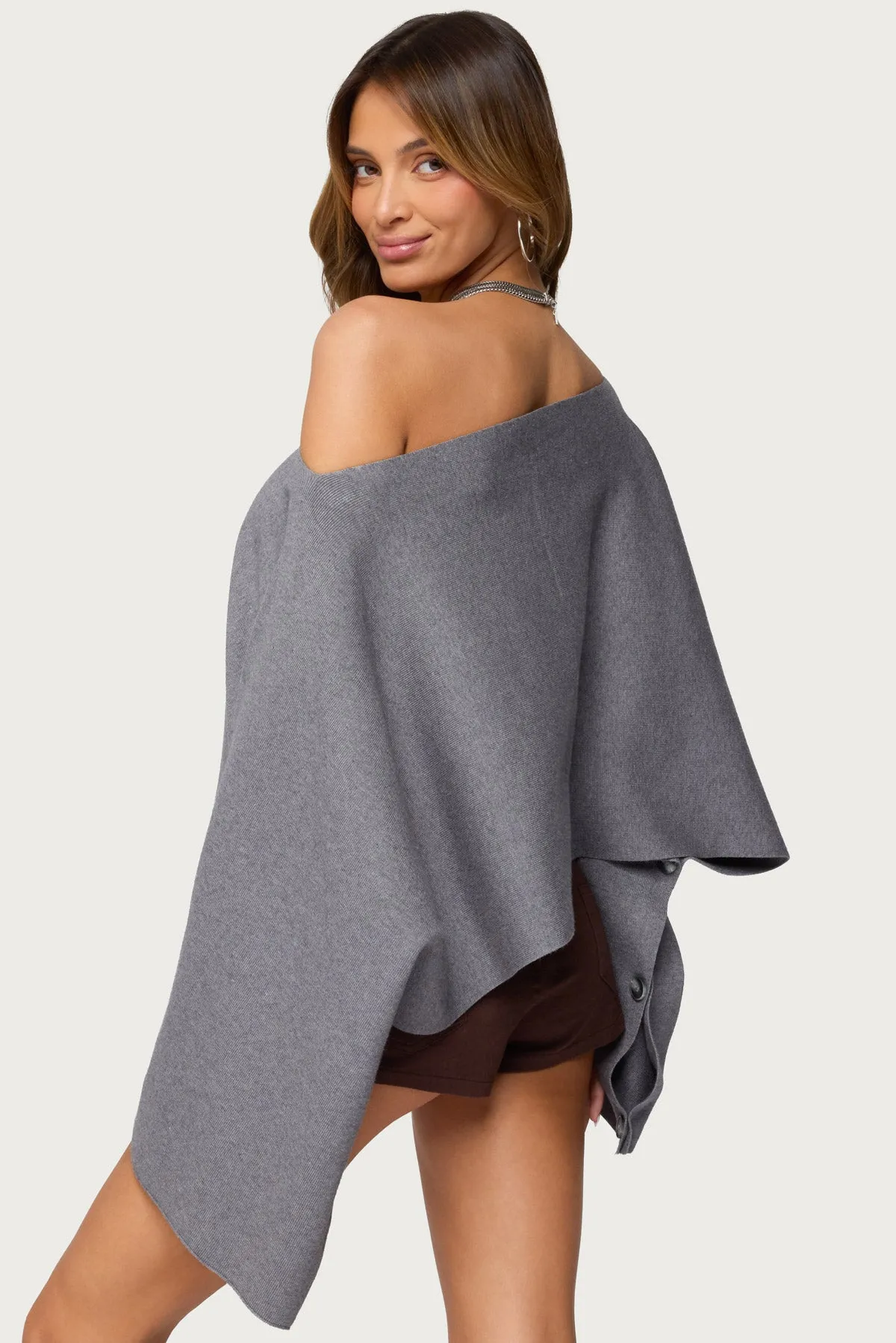 Sharla Off Shoulder Poncho Sweater sold by Edikted product image thumbnail 5