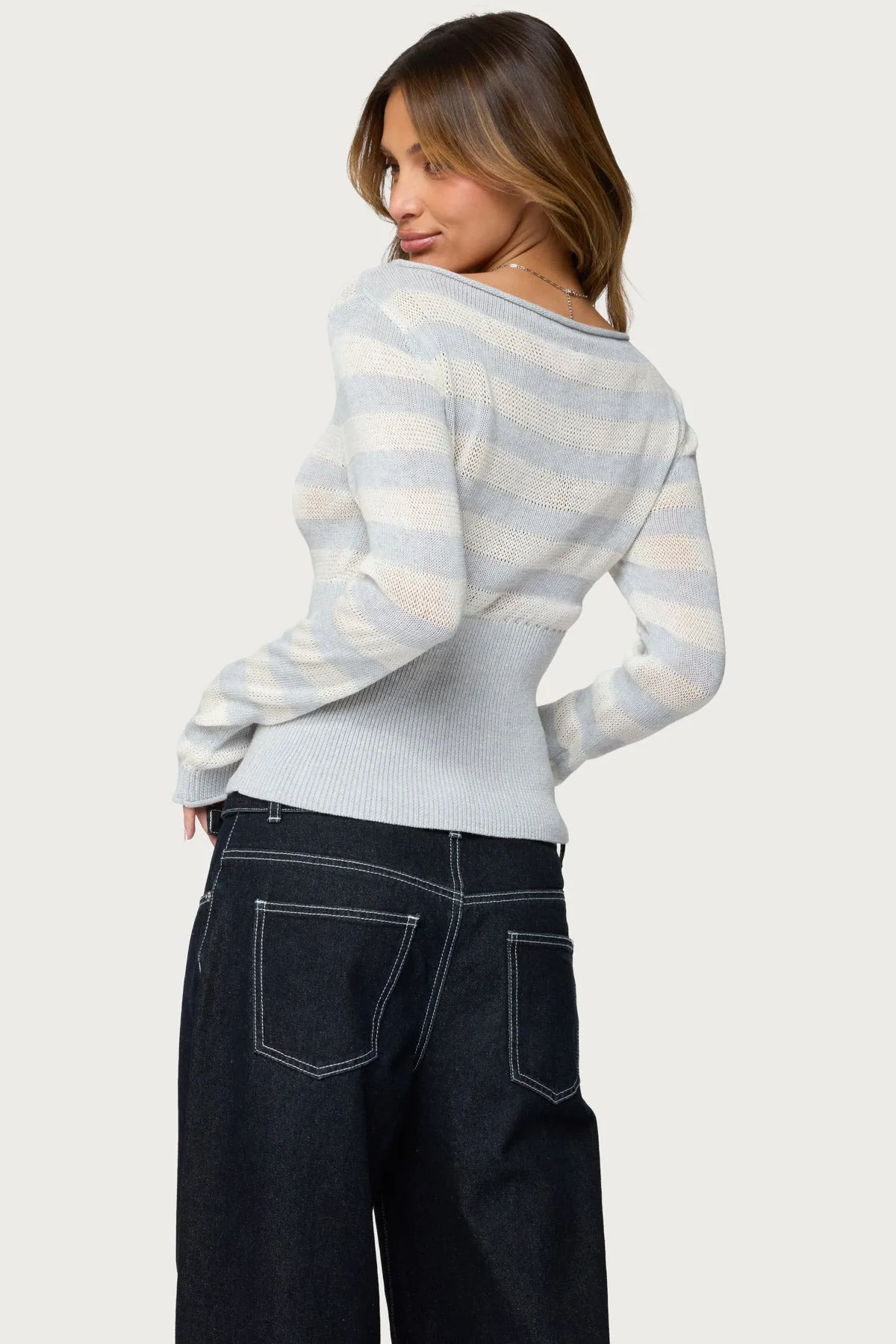 Cornella Boat Neck Striped Knit Top sold by Edikted product image thumbnail 5