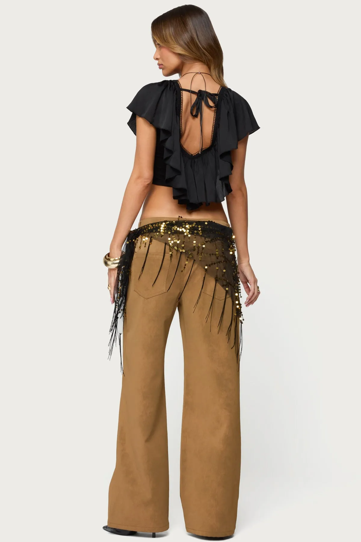 Deena Ruffled V Neck Top sold by Edikted product image thumbnail 2