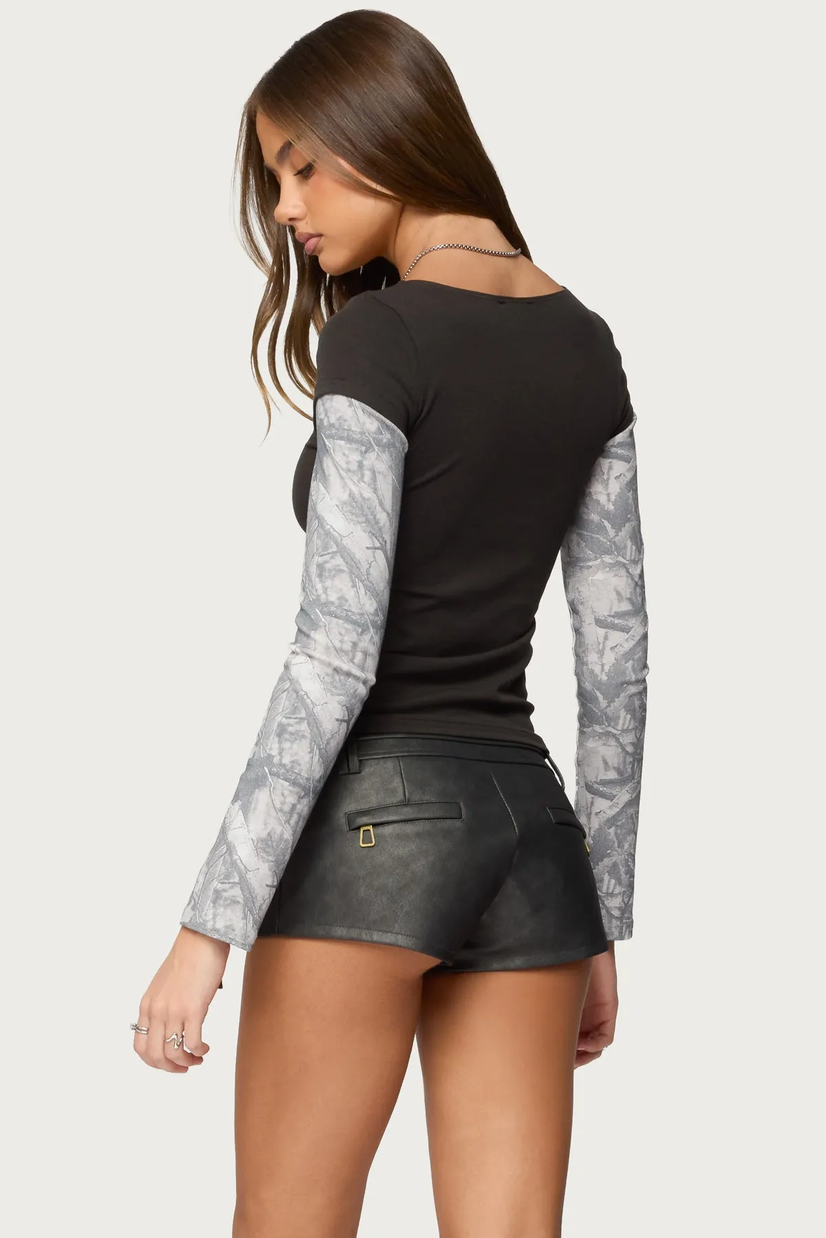 Layered Camo Long Sleeve T Shirt sold by Edikted product image thumbnail 4