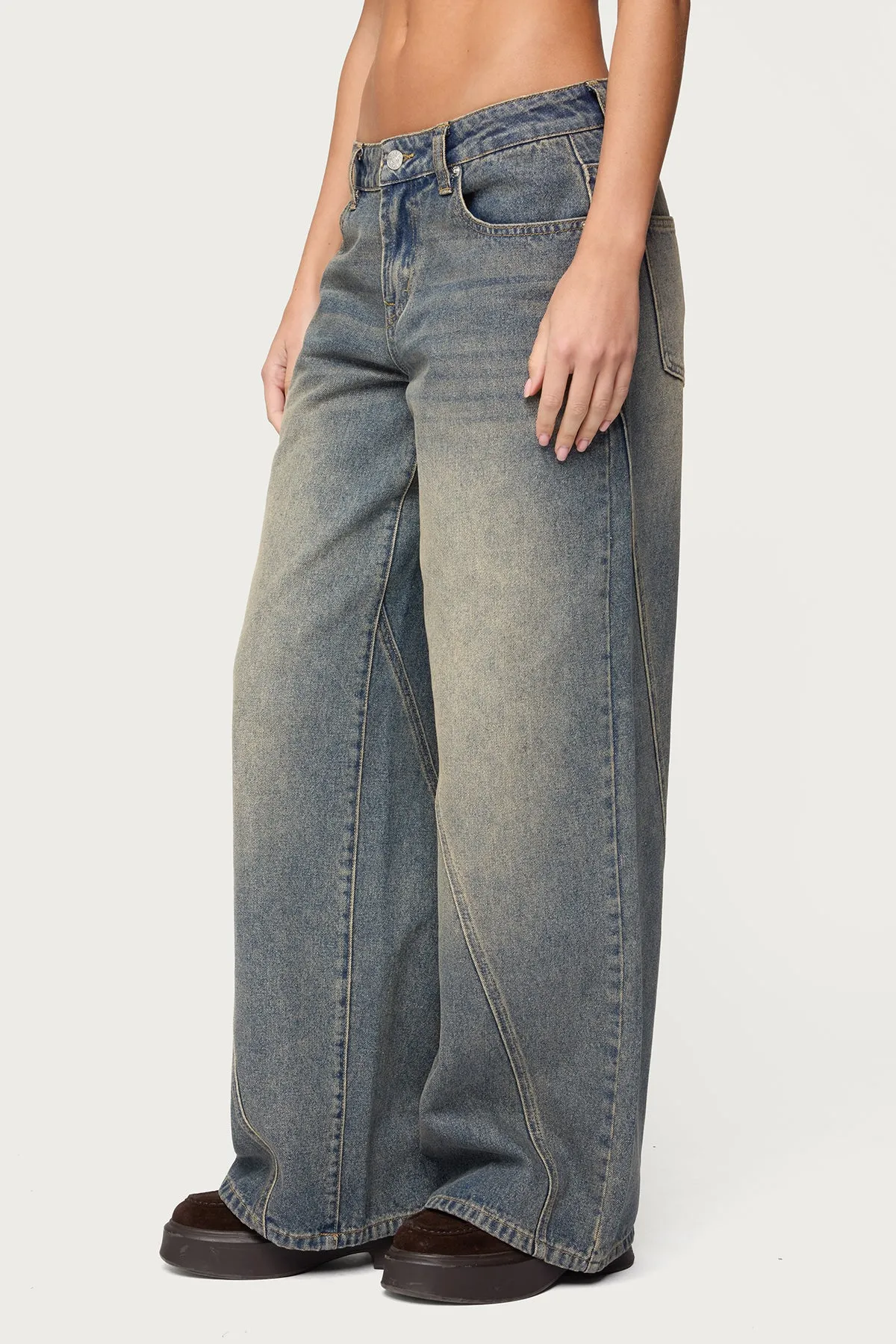Vintage Washed Low Rise Baggy Jeans sold by Edikted product image thumbnail 4