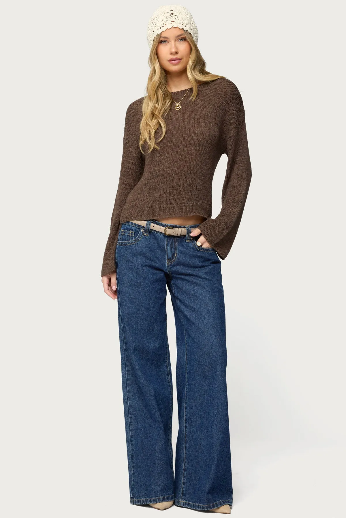 Drop Shoulder Light Knit Sweater sold by Edikted product image thumbnail 5