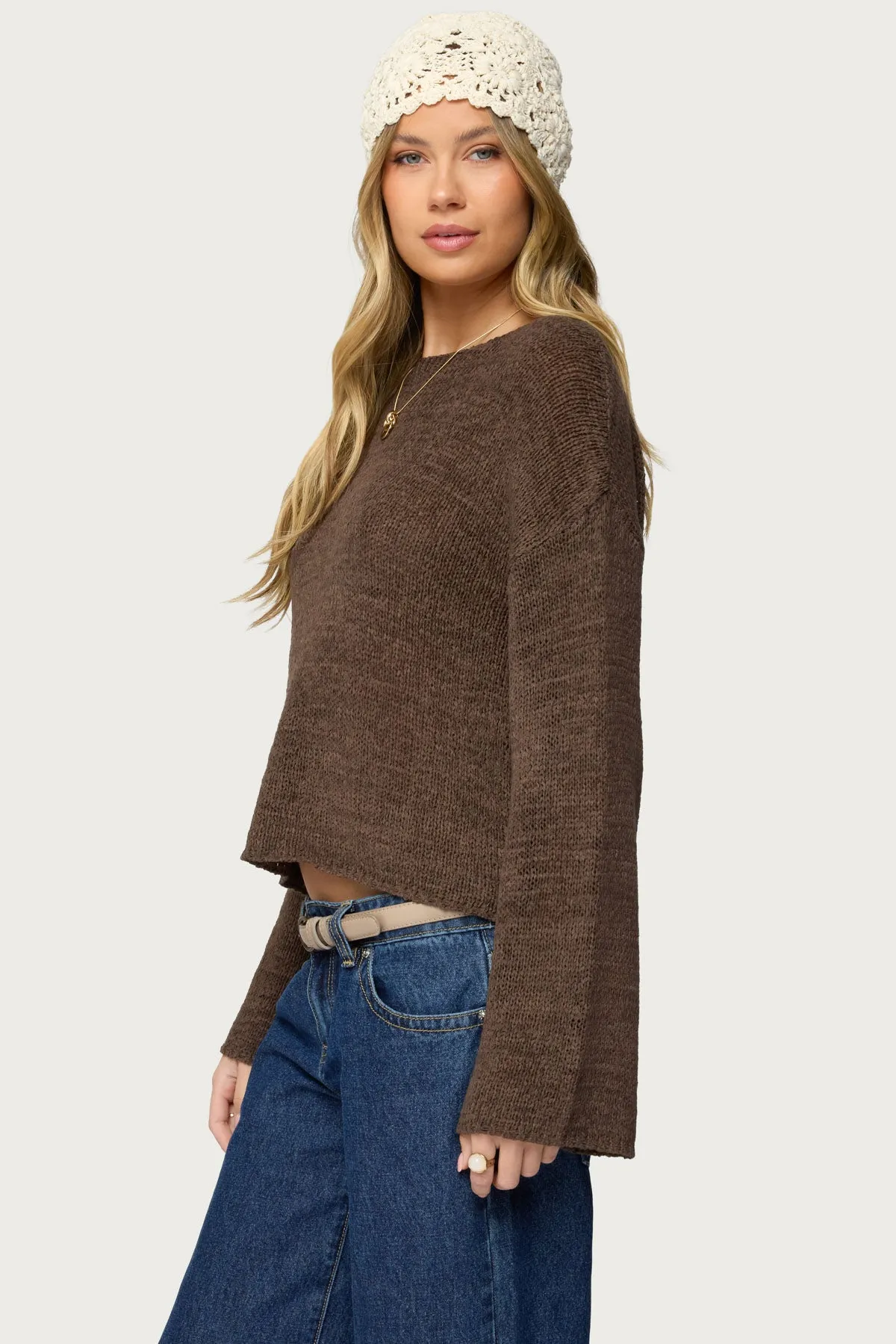 Drop Shoulder Light Knit Sweater sold by Edikted product image thumbnail 3
