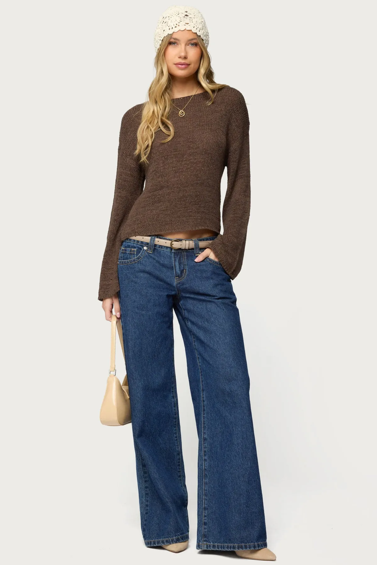 Drop Shoulder Light Knit Sweater sold by Edikted product image thumbnail 2