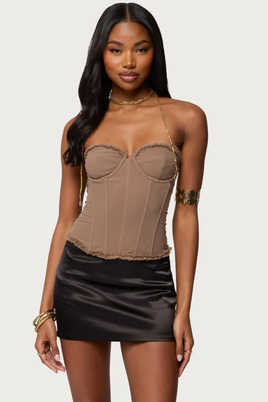 Deirdre Mesh Lace Up Corset sold by Edikted