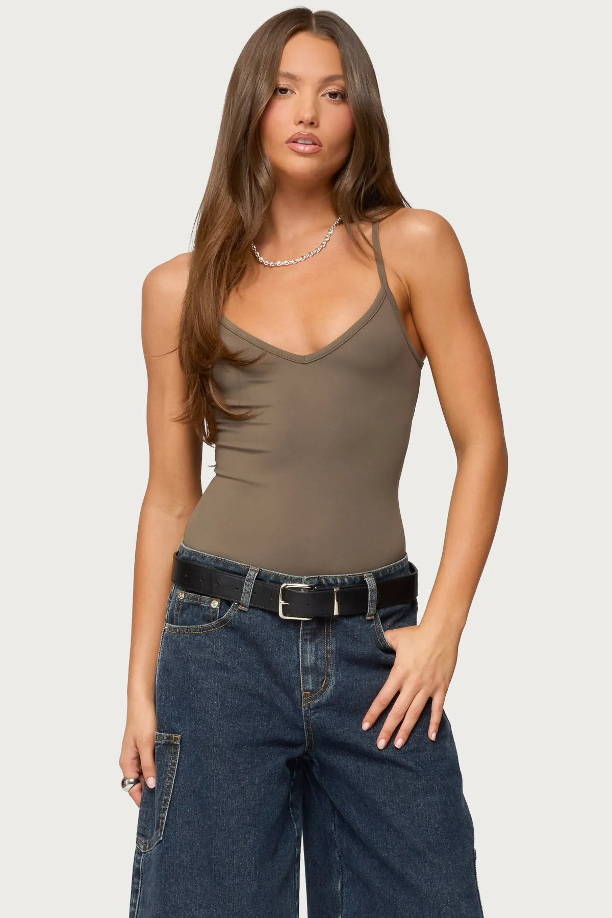 Teaghan V Neck Fitted Bodysuit sold by Edikted