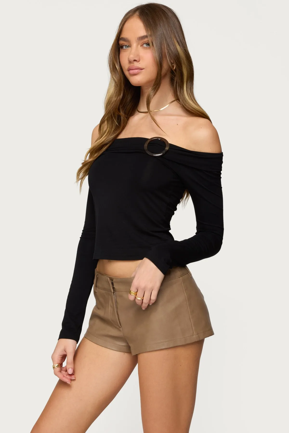 Mazi Foldover Gathered Ring Top sold by Edikted product image thumbnail 3