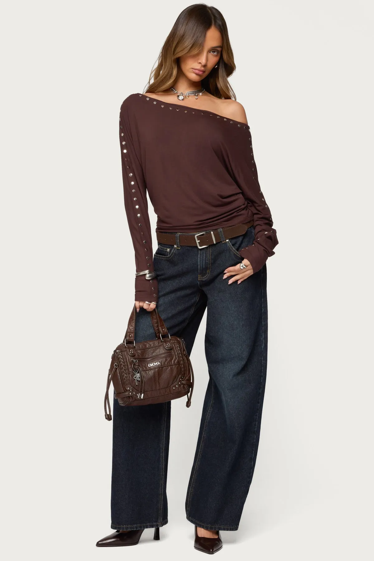 Paola Off Shoulder Stud Top sold by Edikted product image thumbnail 2