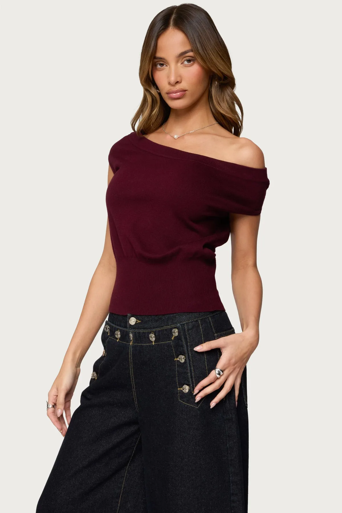 Michaela Off Shoulder Knit Top sold by Edikted product image thumbnail 3