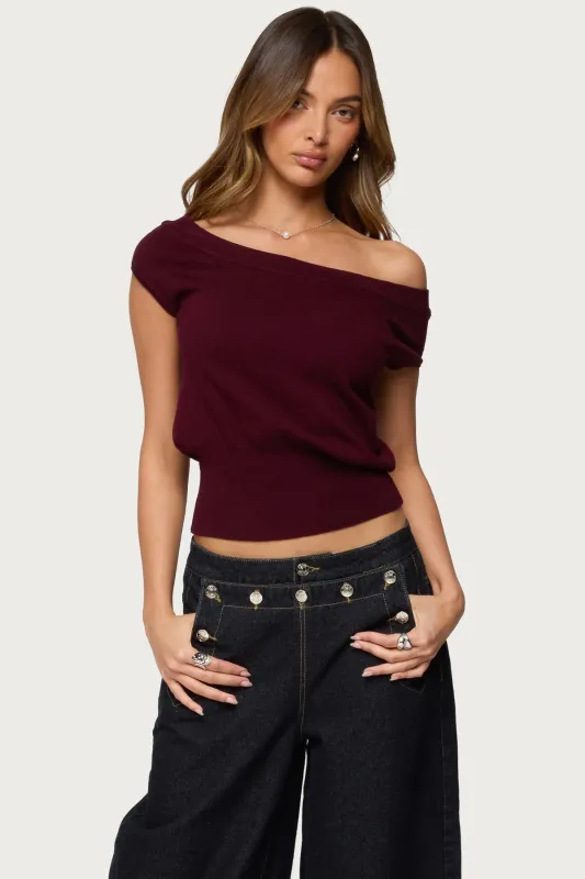 Michaela Off Shoulder Knit Top sold by Edikted