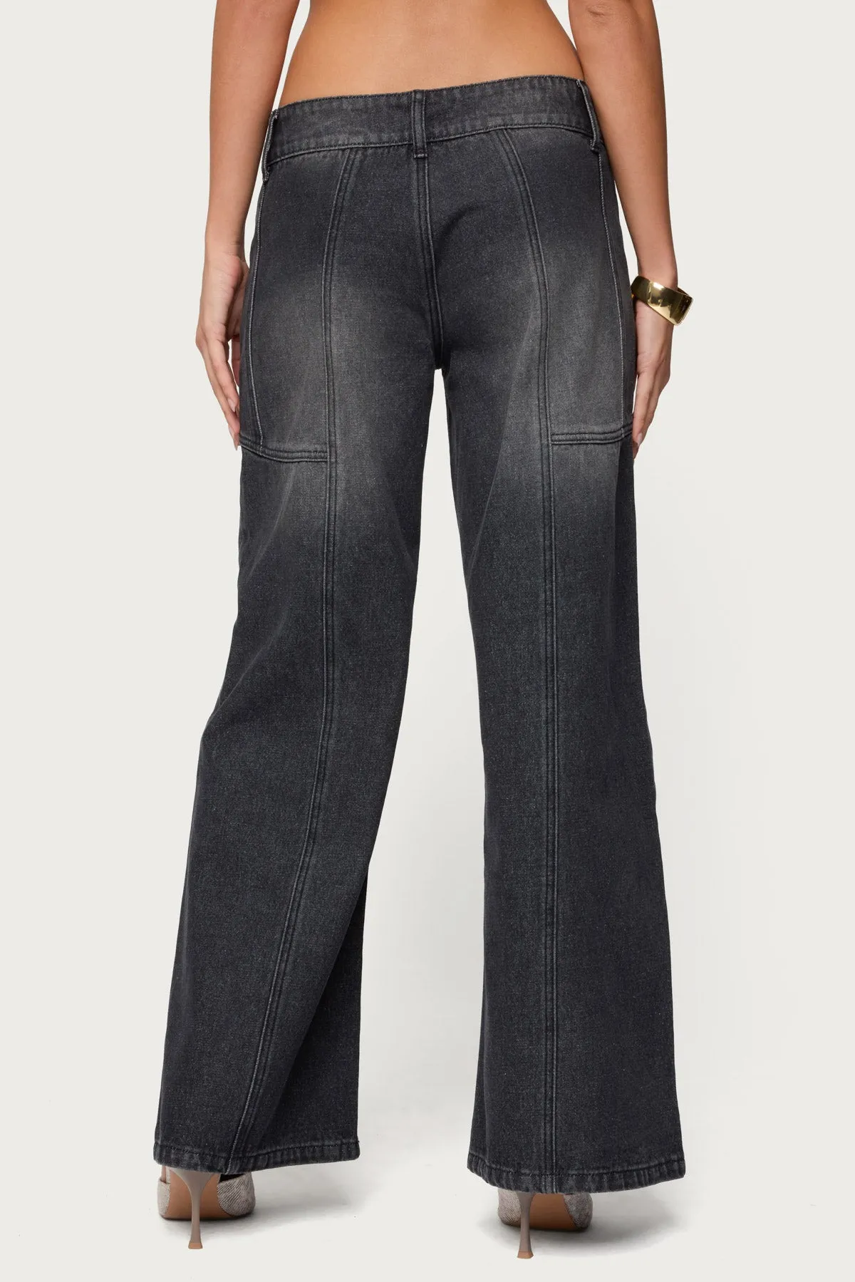 Charlize Stitched Washed Low Rise Baggy Jeans sold by Edikted product image thumbnail 4