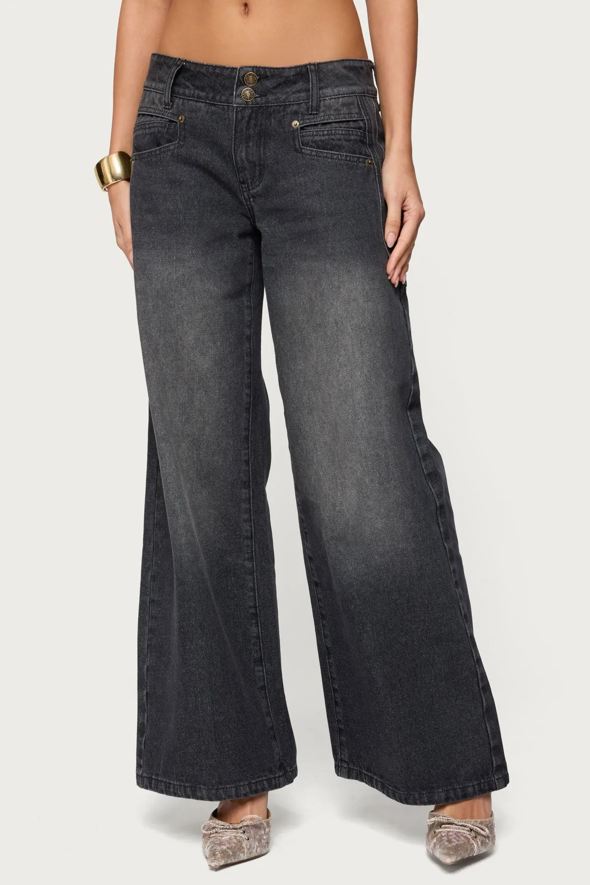 Charlize Stitched Washed Low Rise Baggy Jeans sold by Edikted product image thumbnail 2