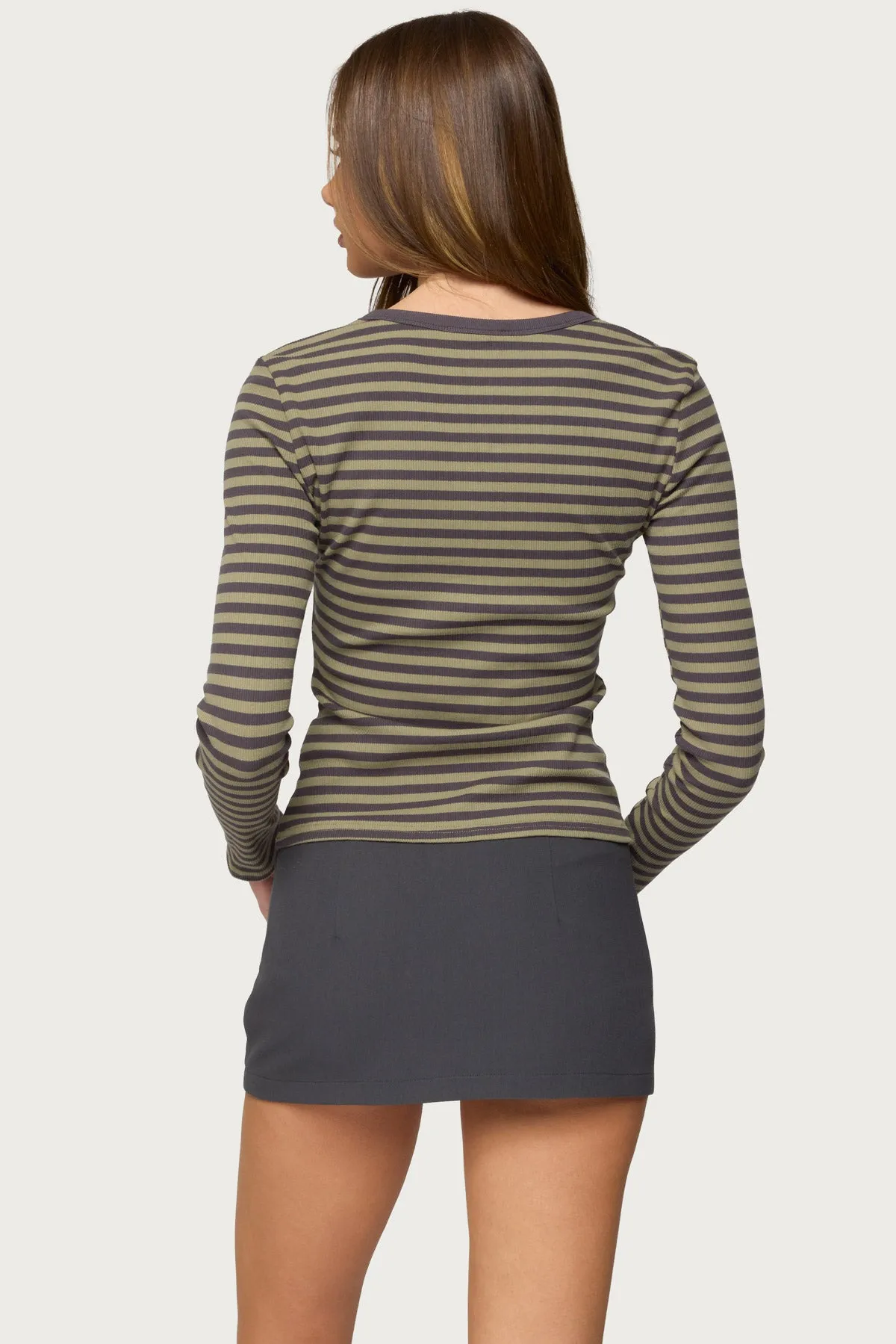 Roma Striped Henley Top sold by Edikted product image thumbnail 5