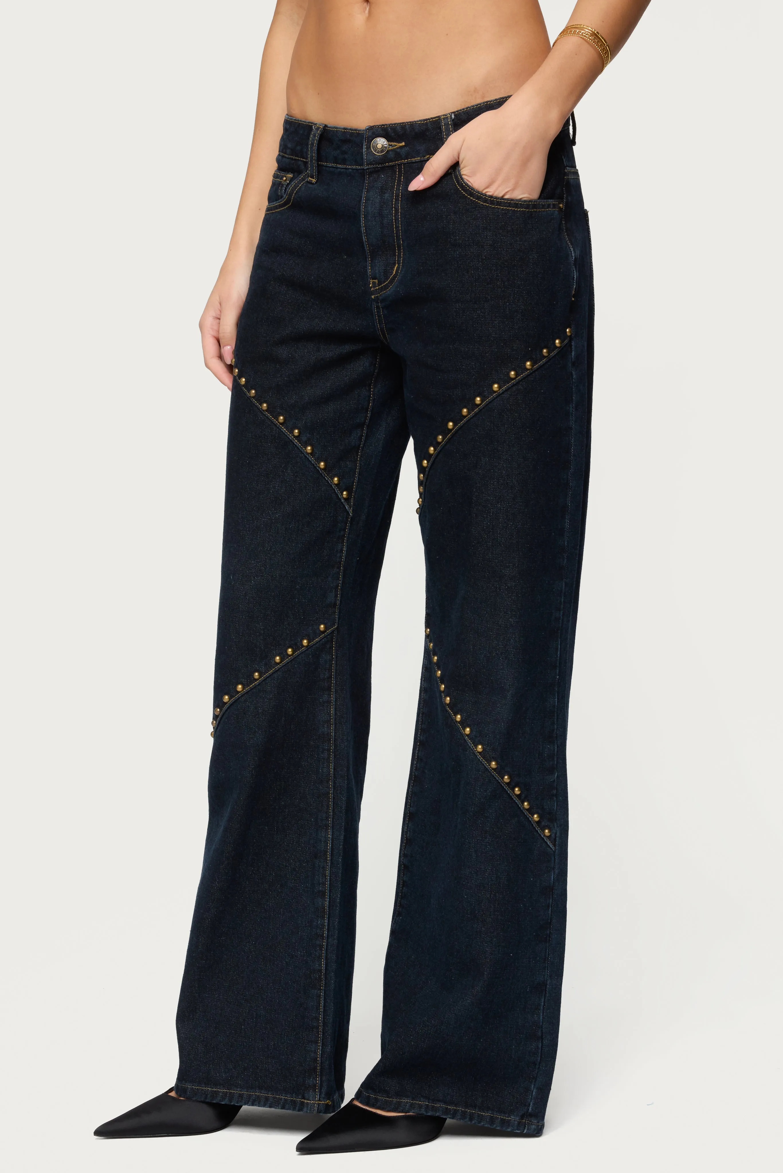Charla Stud Low Rise Baggy Jeans sold by Edikted product image thumbnail 4