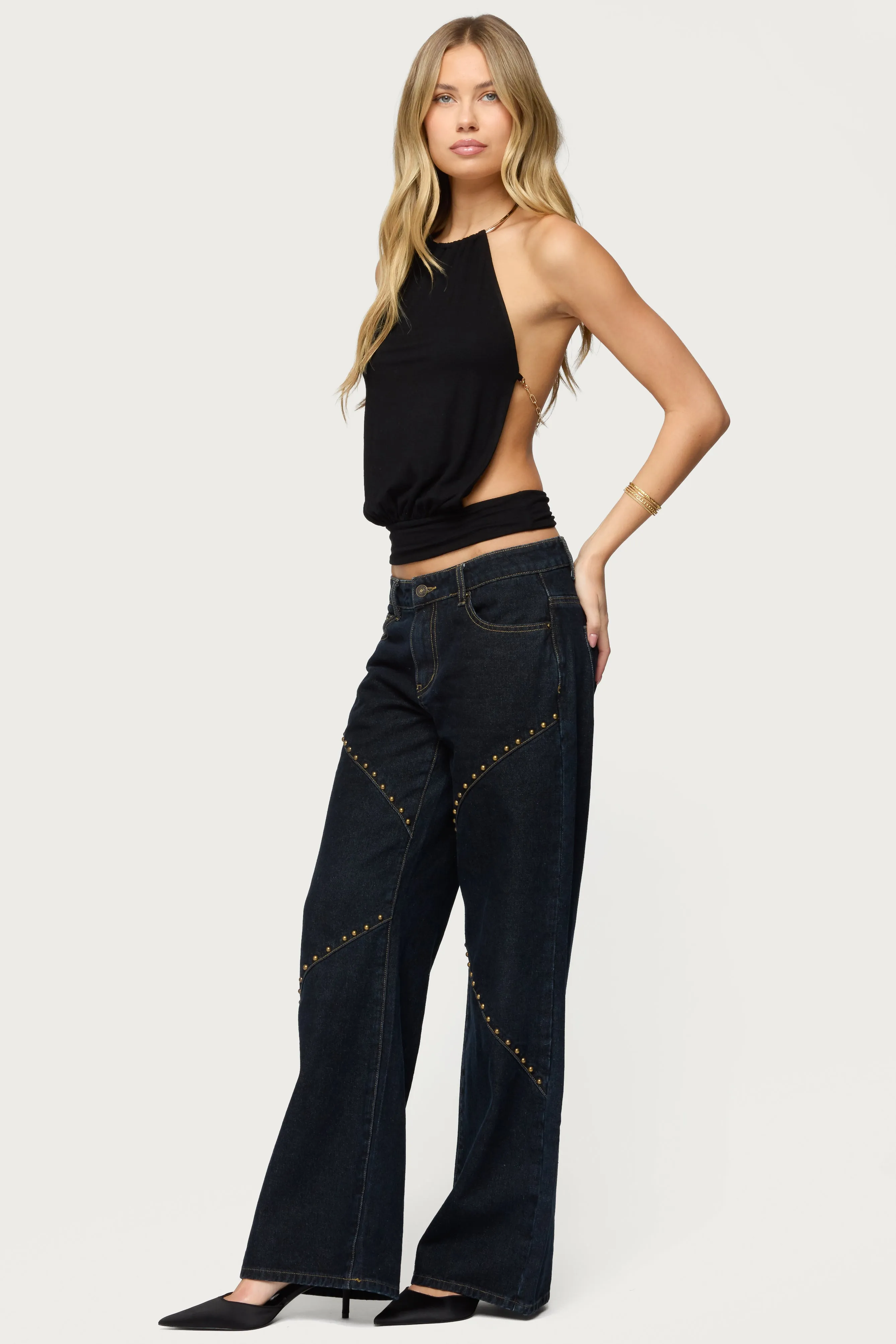 Charla Stud Low Rise Baggy Jeans sold by Edikted product image thumbnail 3