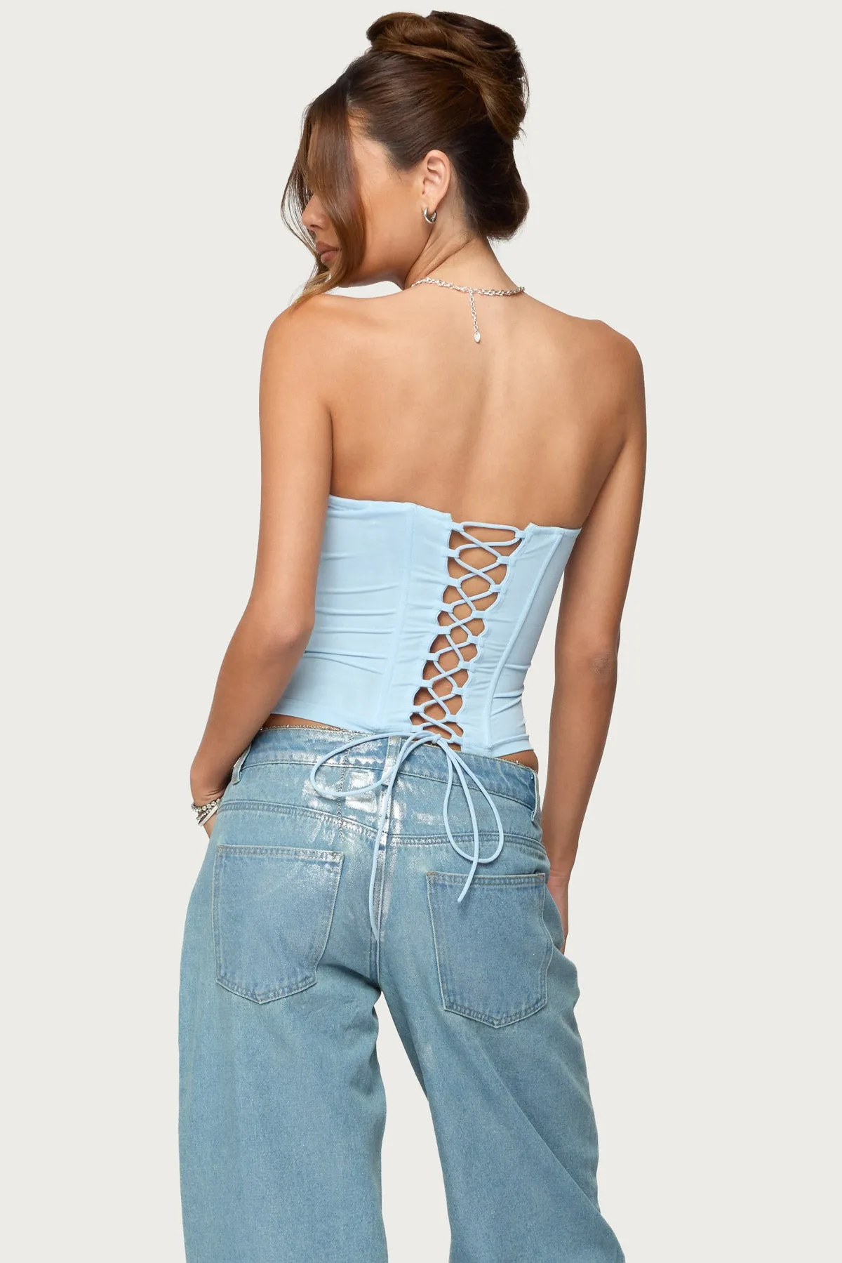 Lexah Faux Crystal Strapless Mesh Corset sold by Edikted product image thumbnail 5