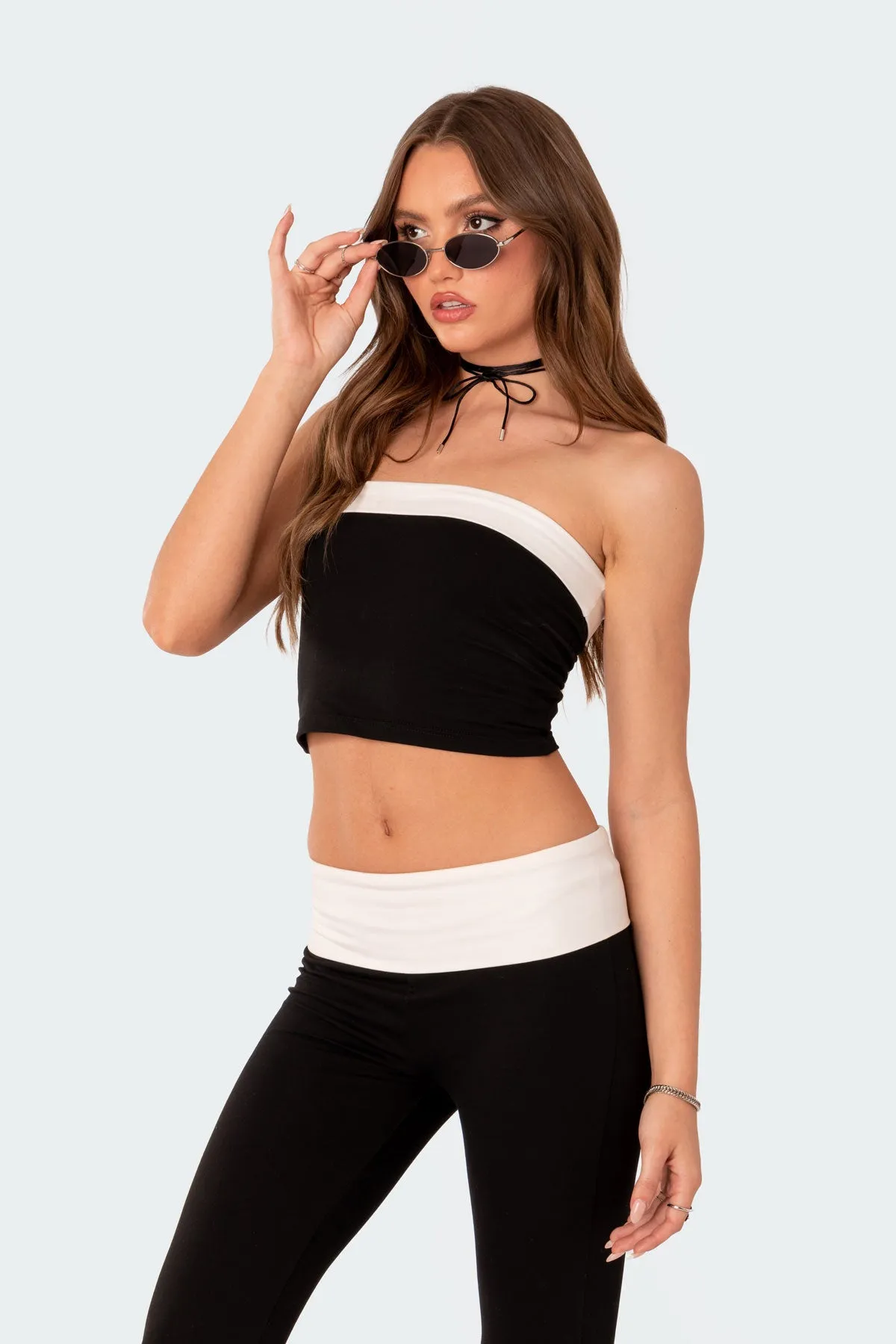 Contrast Fold Over Tube Top sold by Edikted product image thumbnail 4