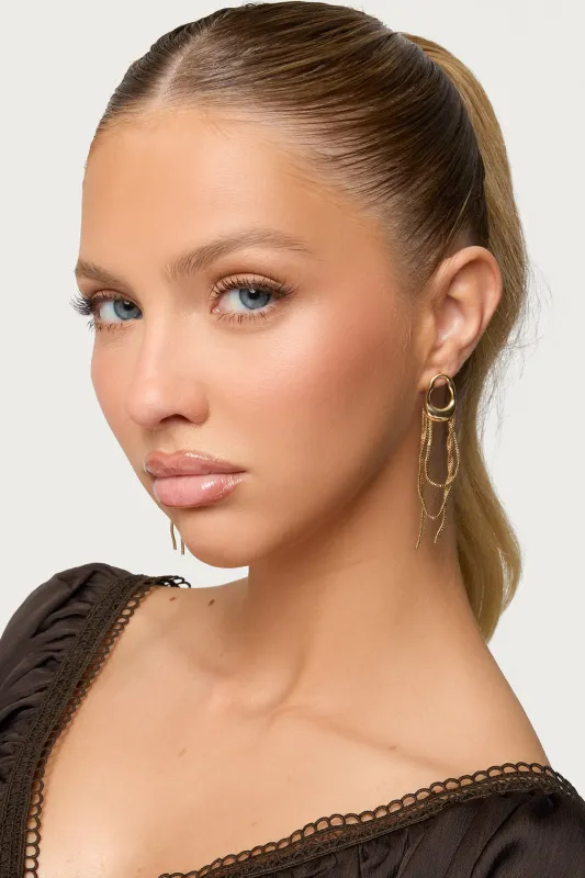 Abstract Dangling Chain Stud Earrings sold by Edikted