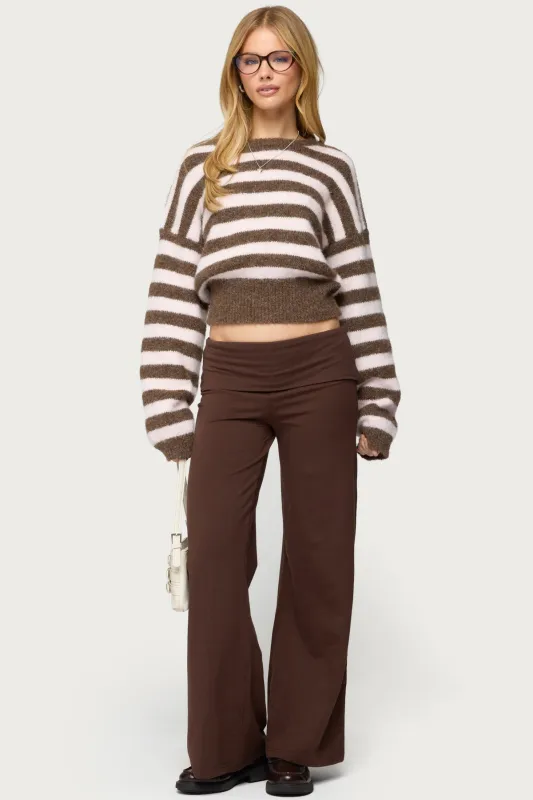 Petite Wide Leg Fold Over Pants sold by Edikted