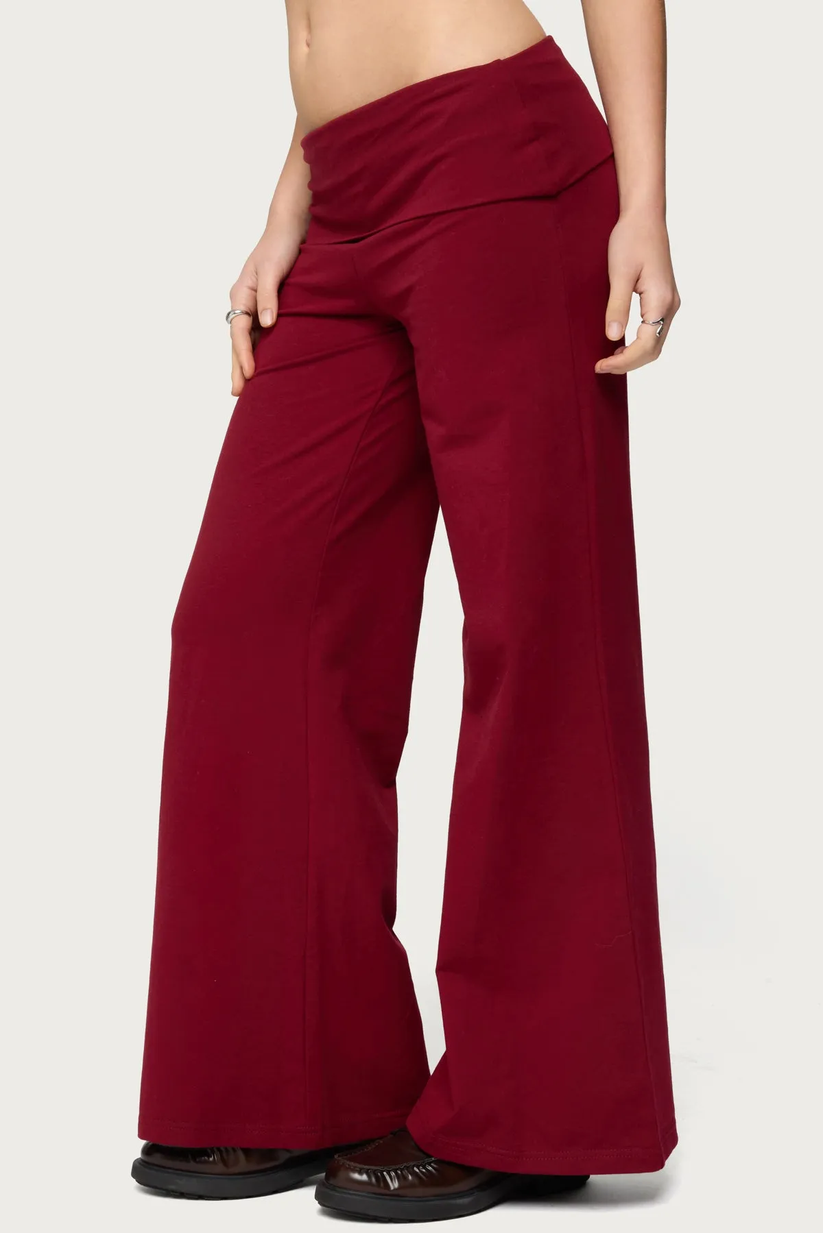 Petite Wide Leg Fold Over Pants sold by Edikted product image thumbnail 4