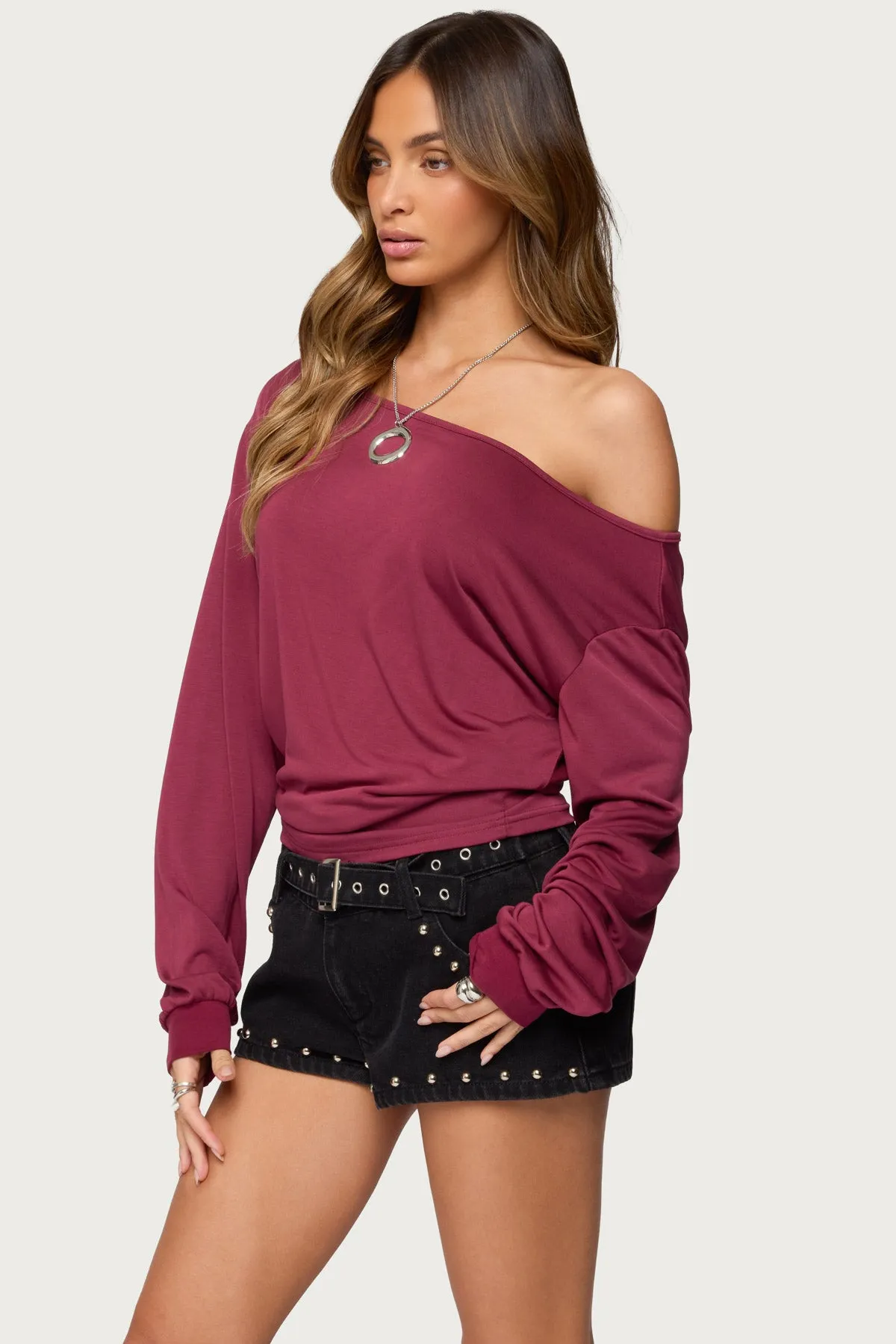 Nannie Off Shoulder Oversized Top sold by Edikted product image thumbnail 3