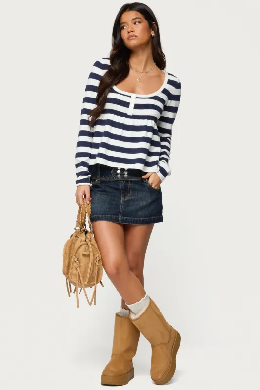 Fatama Denim Mini Skirt sold by Edikted