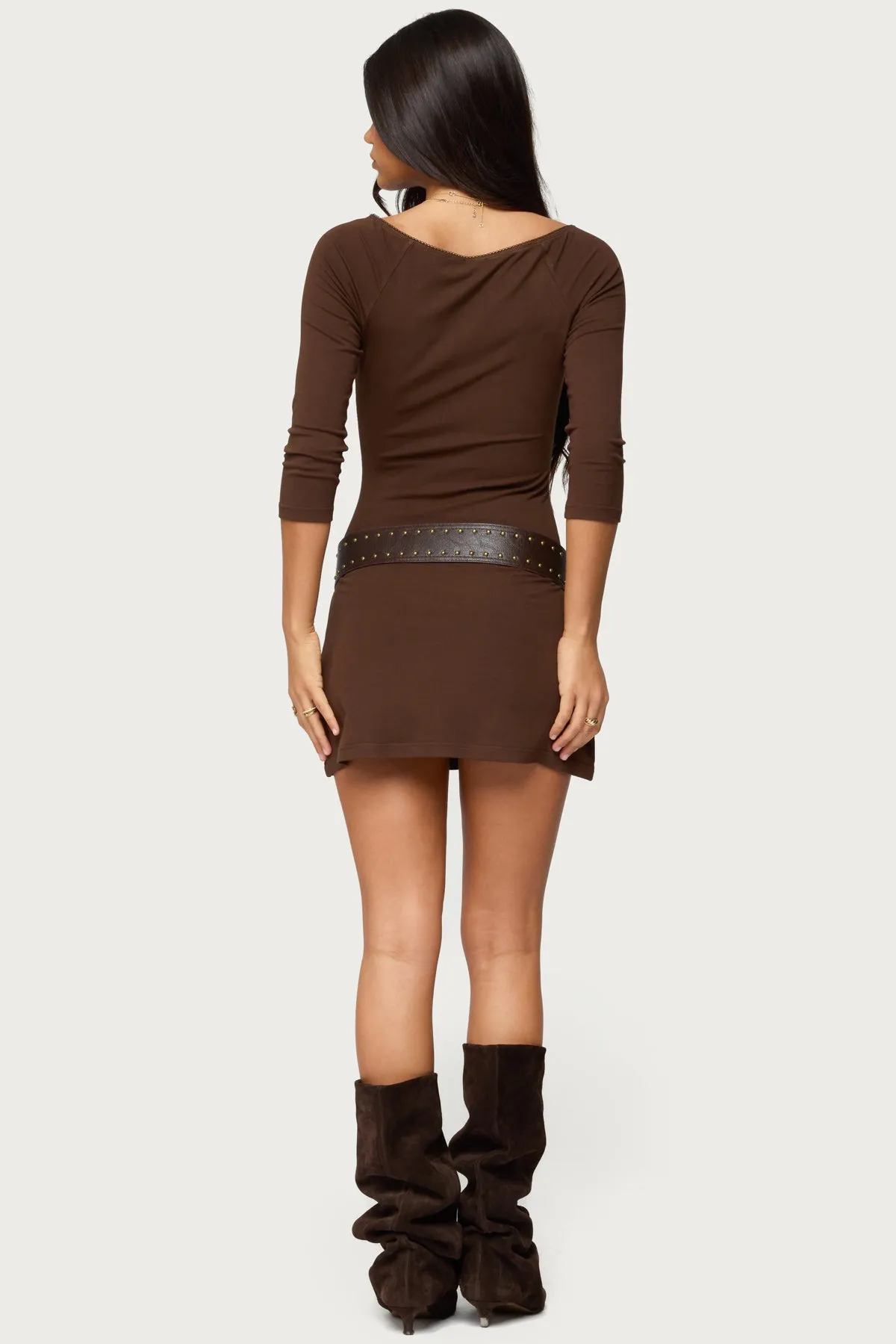 Jadey Boat Neck Mini Dress sold by Edikted product image thumbnail 3