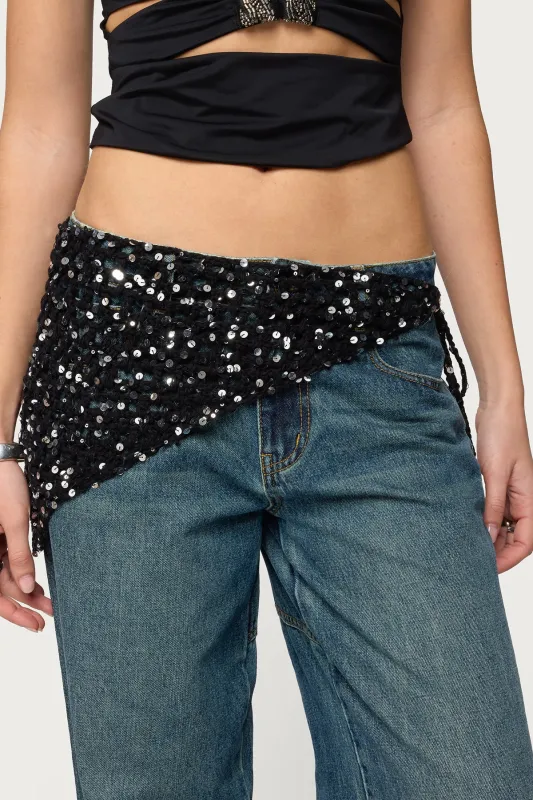 Sequin Crochet Waist Scarf sold by Edikted