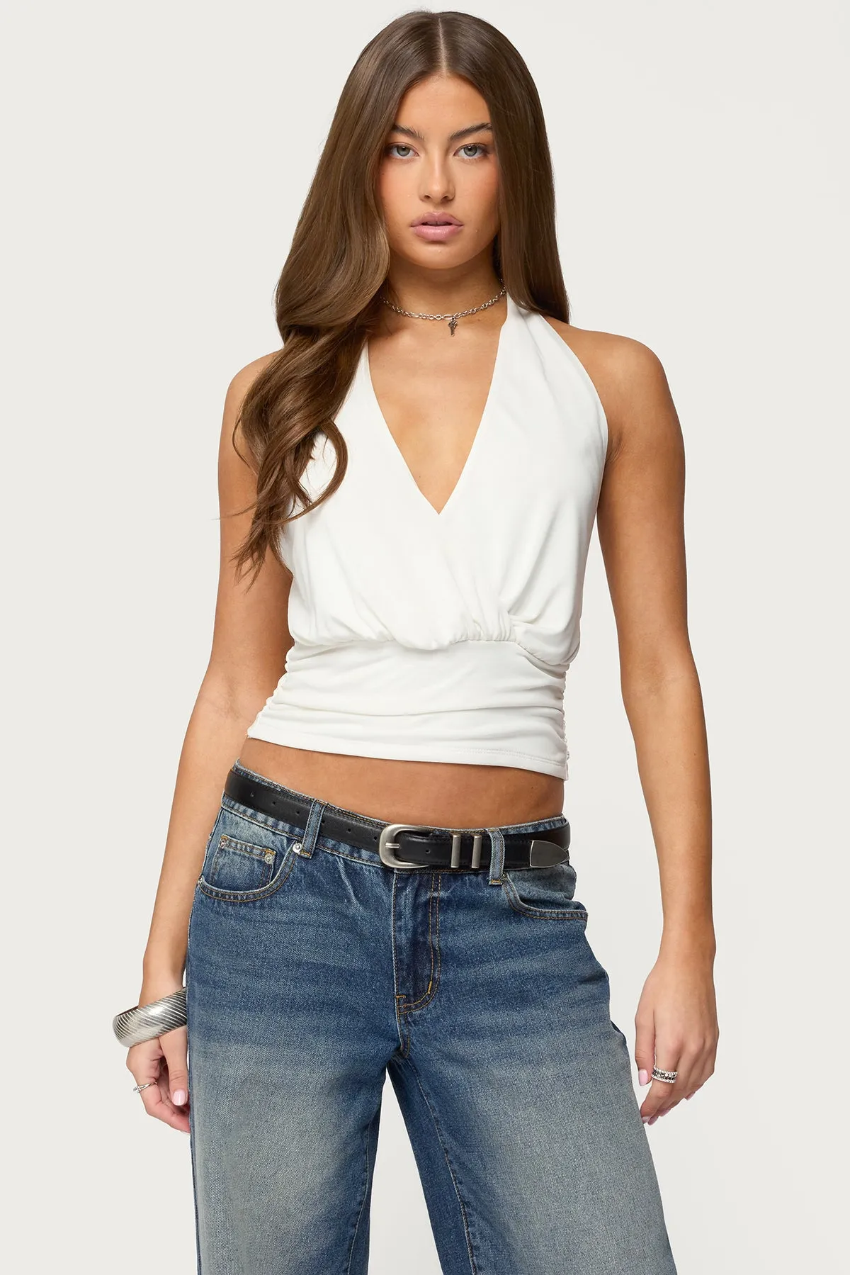 Niya V Neck Halter Top sold by Edikted