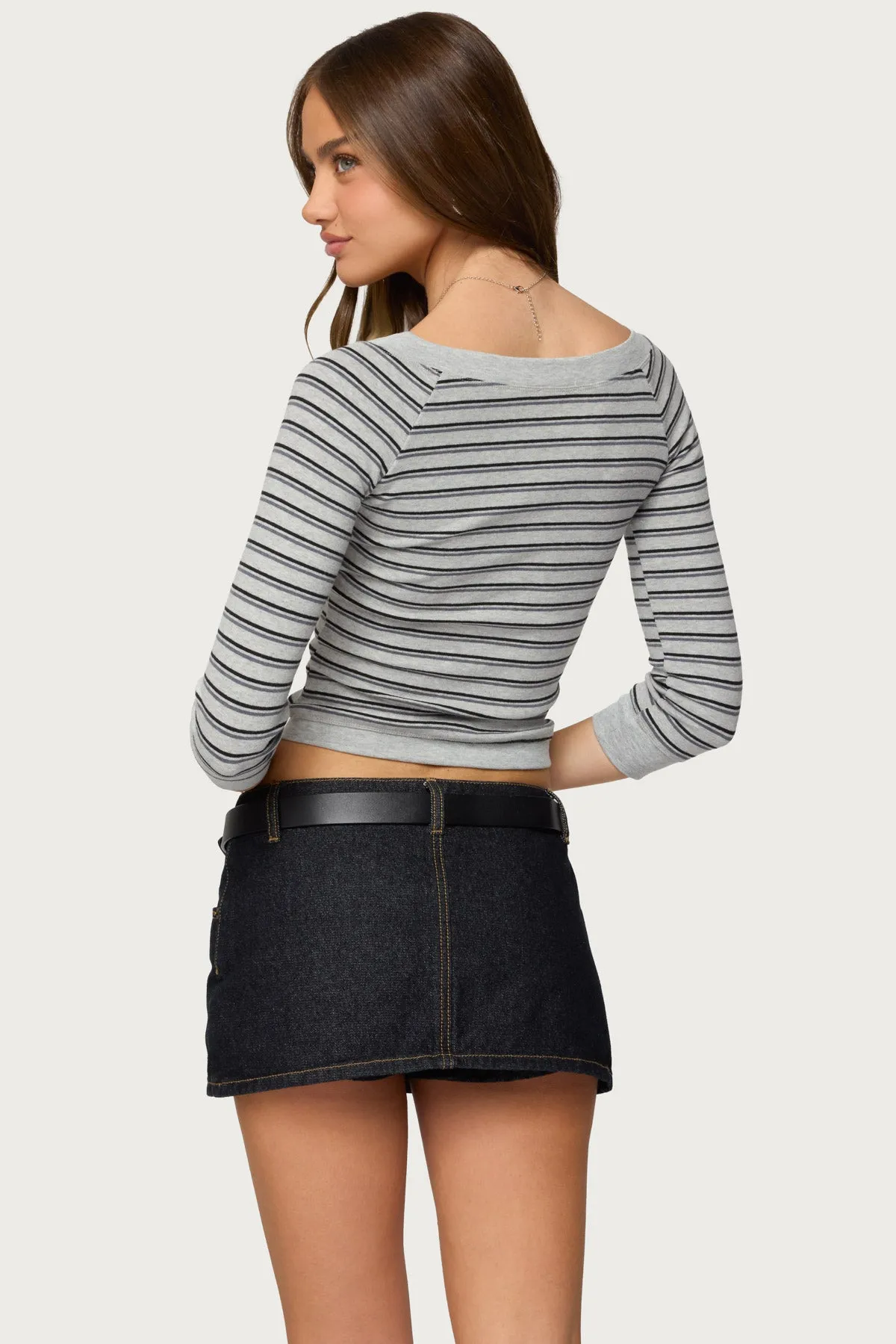 Imelde Striped Boat Neck Top sold by Edikted product image thumbnail 4