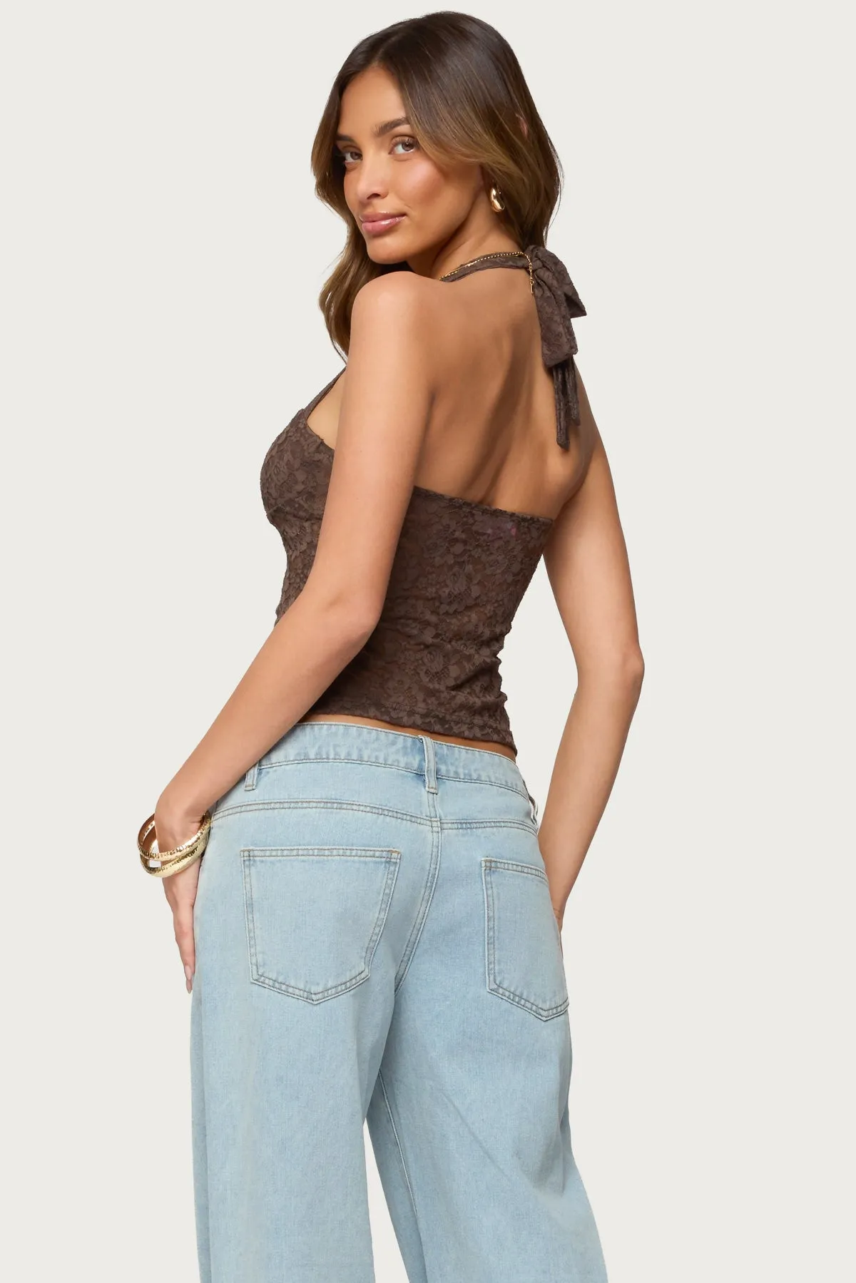 Zolah Lace Straight Neck Halter Top sold by Edikted product image thumbnail 4