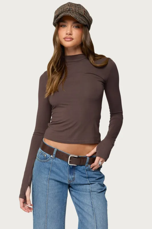 Binta Mock Neck Long Sleeve Top made by Edikted
