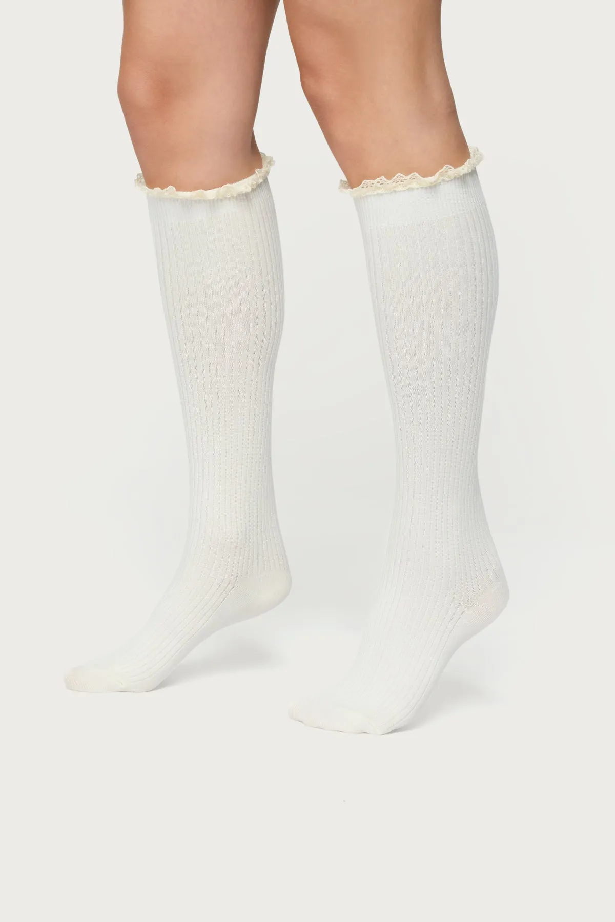 Lacey Ruffle Knee High Socks sold by Edikted product image thumbnail 2