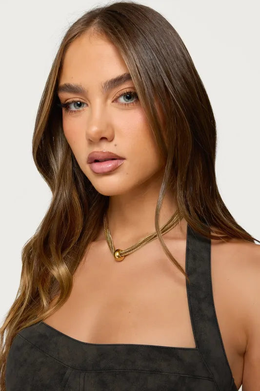 Layered Chain Ball Pendant Necklace sold by Edikted