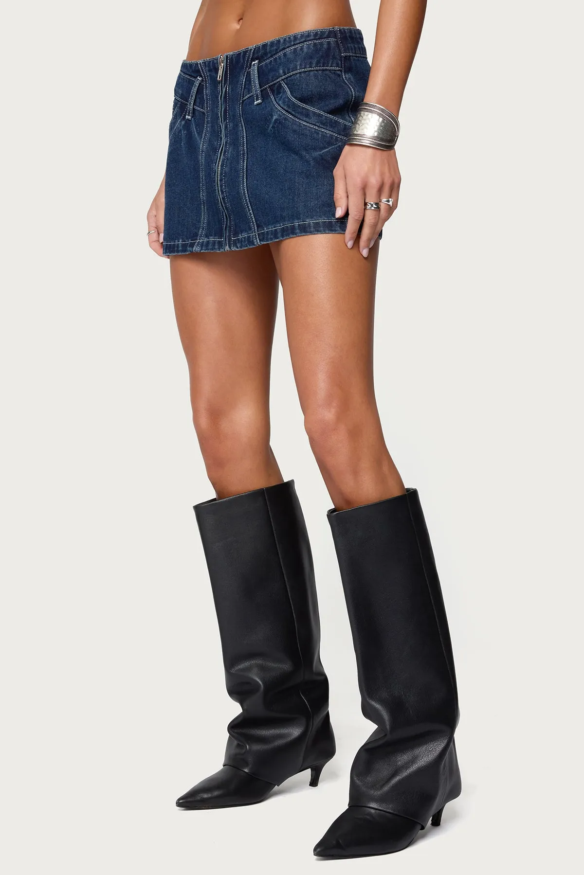 Sharlo Zip Up Denim Mini Skirt sold by Edikted product image thumbnail 3