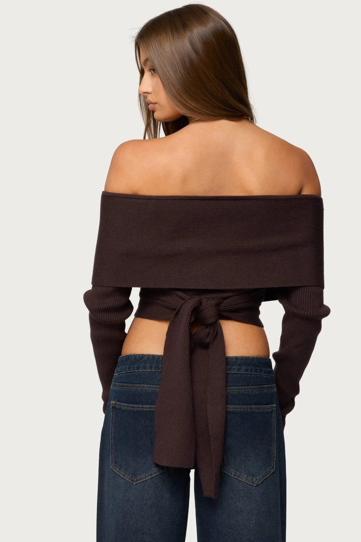 Paulina Off Shoulder Wrap Sweater sold by Edikted product image thumbnail 5