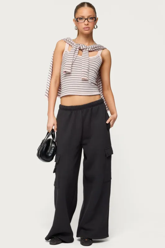 Petite Wide Leg Cargo Sweatpants made by Edikted