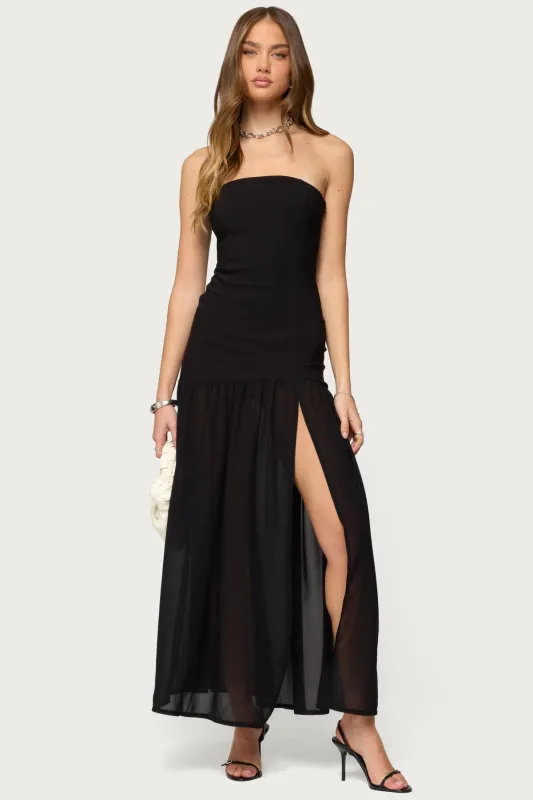 Marisa Strapless Maxi Dress sold by Edikted
