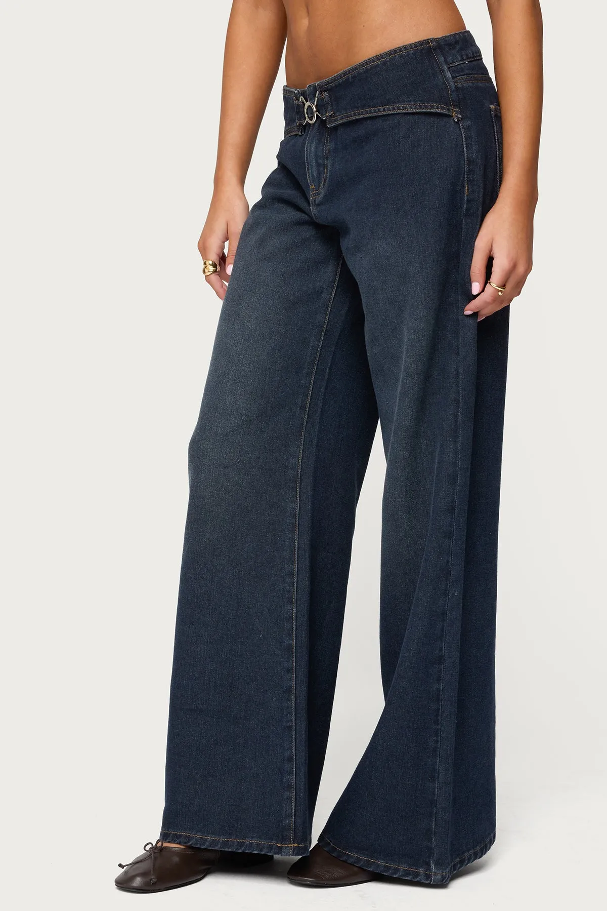 Briah Belted Low Rise Wide Leg Jeans sold by Edikted product image thumbnail 3