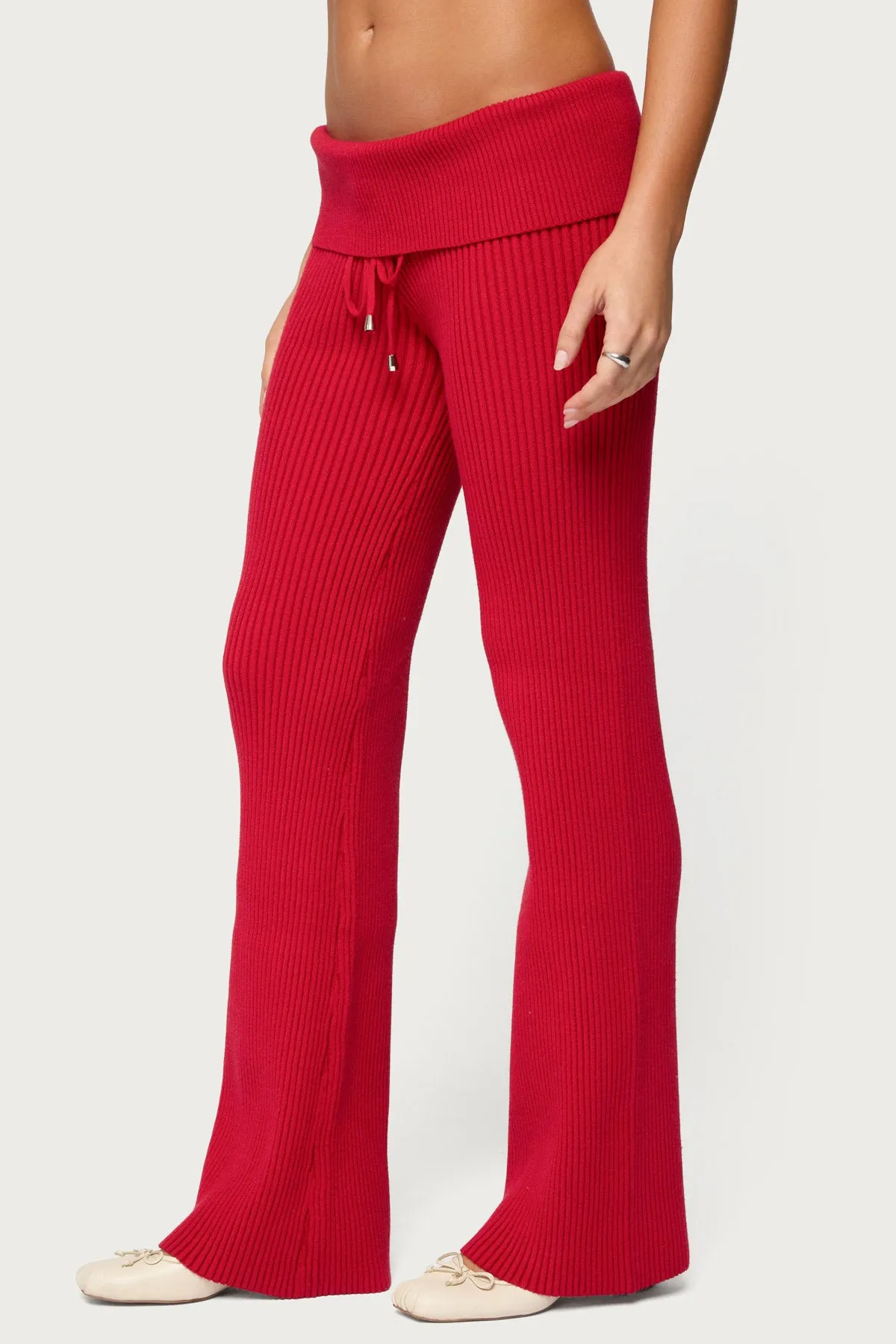 Adannah Foldover Ribbed Knit Pants sold by Edikted product image thumbnail 3