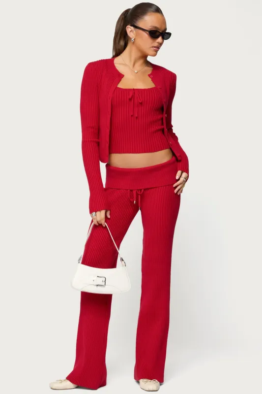 Adannah Foldover Ribbed Knit Pants sold by Edikted