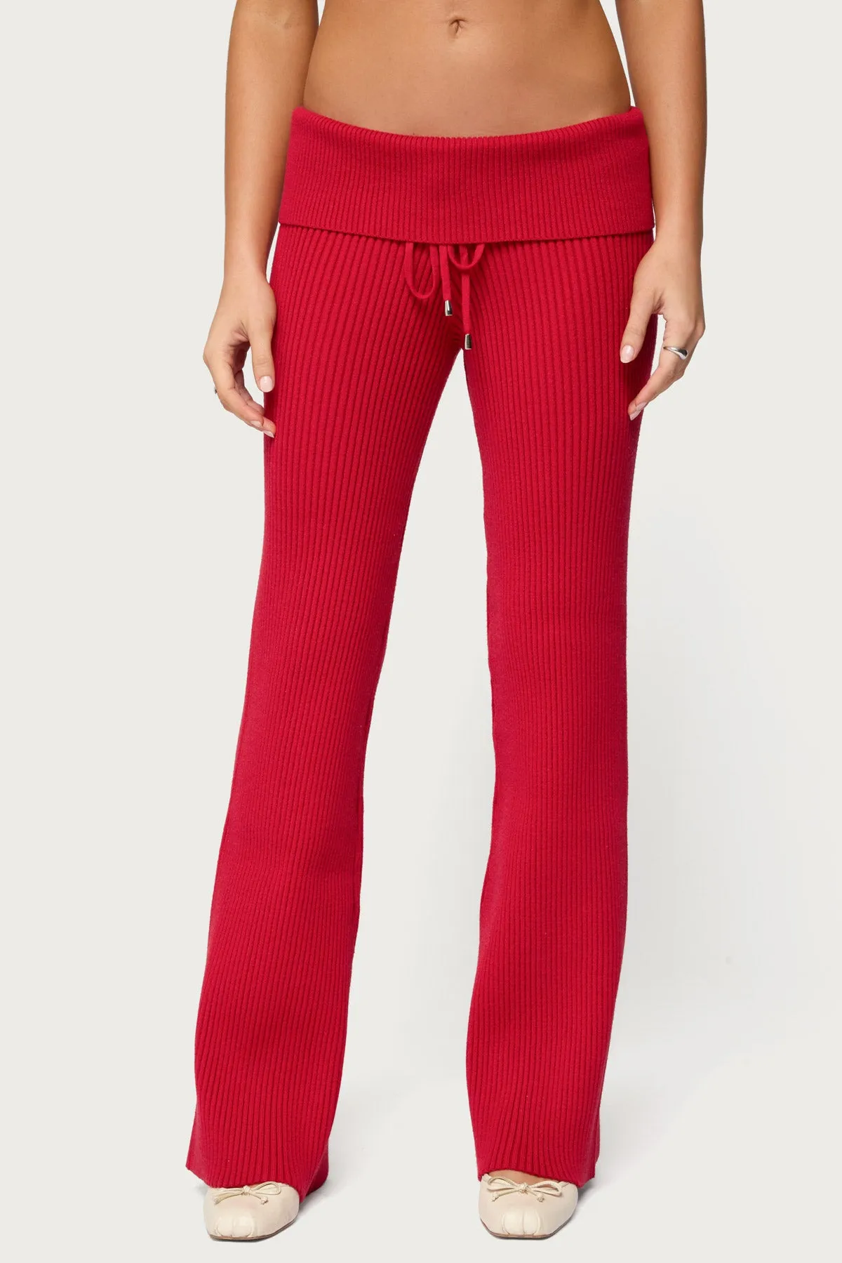 Adannah Foldover Ribbed Knit Pants sold by Edikted product image thumbnail 2