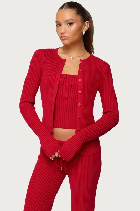 Adannah Ribbed Knit Button Up Cardigan sold by Edikted