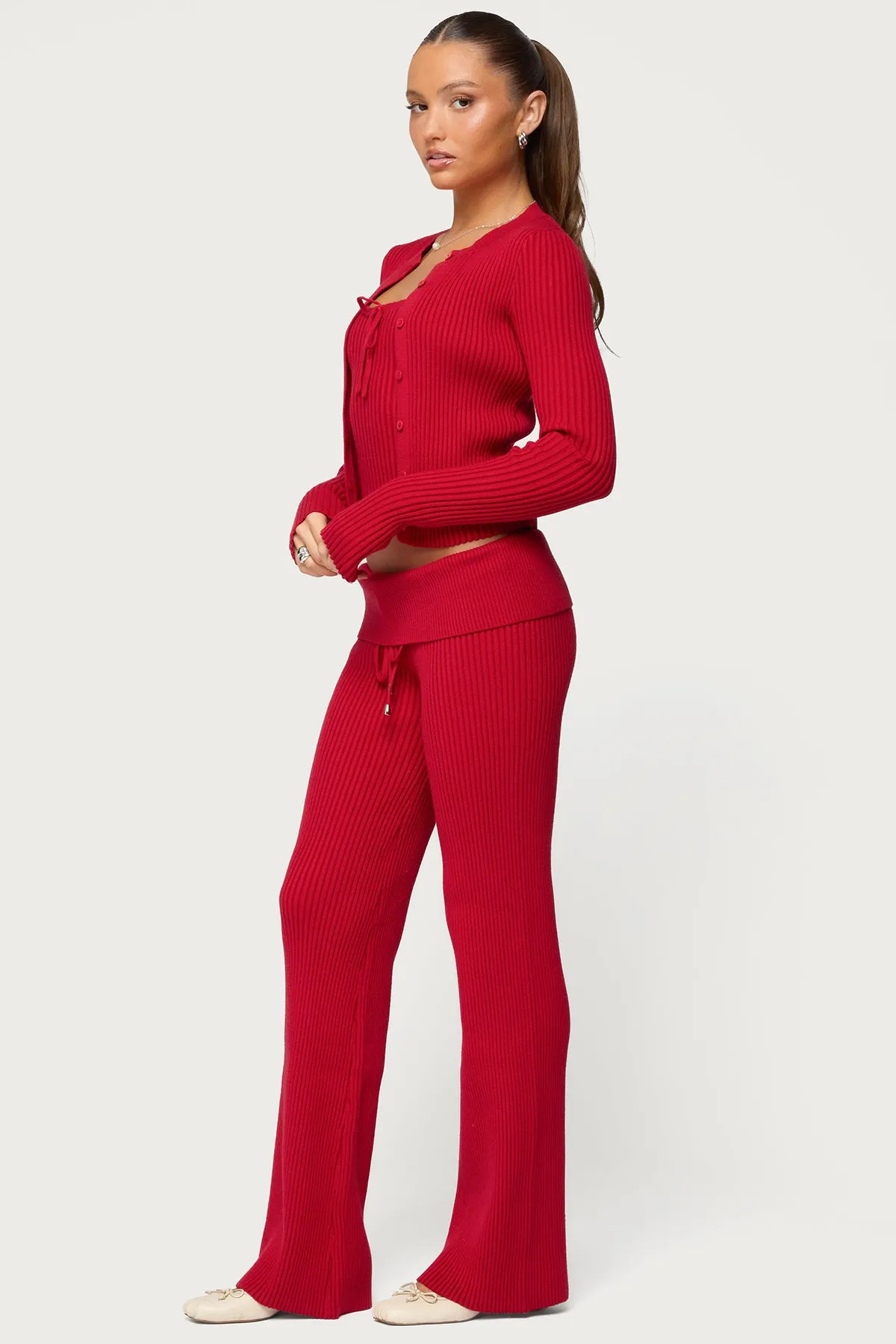 Adannah Ribbed Knit Button Up Cardigan sold by Edikted product image thumbnail 5